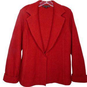 Vintage 90s Y2K Elena Solano Red Boiled Wool Jacket Coat M One Snap Shawl Collar